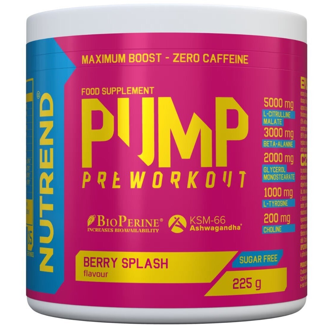 Supliment alimentar Pre-Workout Nutrend Pump Aroma Berry Splash, 225g