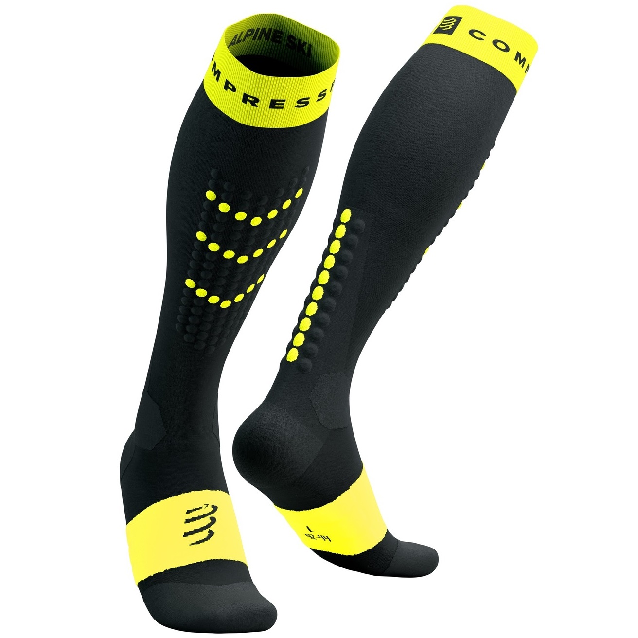 Sosete compresie schi Compressport Alpine Ski Full FW 2024-Negru/Galben-T1