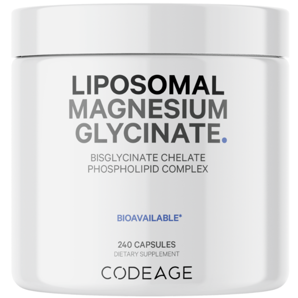 Codeage Liposomal Magnesium Glycinate, Magneziu Bisglicinat Lipozomal cu BioPerine - Formula Avansata pentru Absorbtie Superioara, 240 cps
