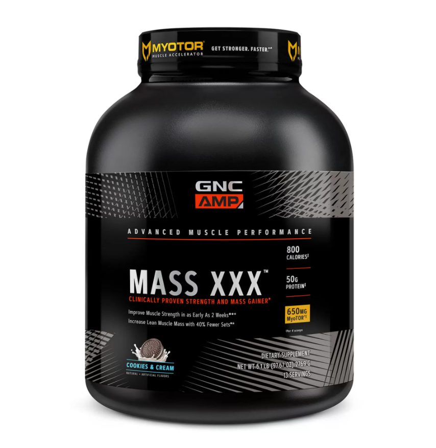 Gainer proteic GNC Amp Mass, Cu Aroma De Biscuiti Si Frisca, 2769 G