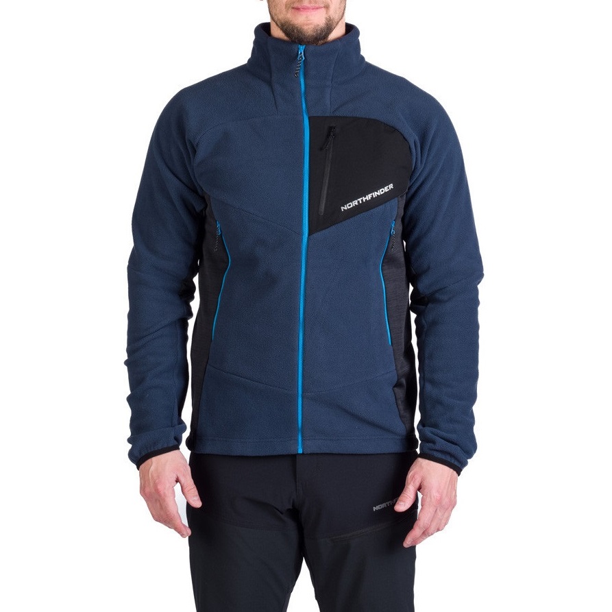 Fleece trekking barbati Northfinder Fluvio-Bleumarin/Negru-2XL