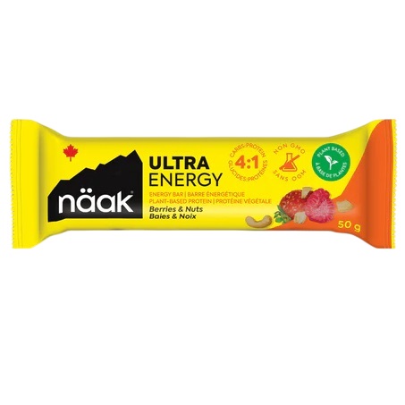 Baton energizant Naak Ultra Energy Aroma de Caju si fructe rosii, 50g