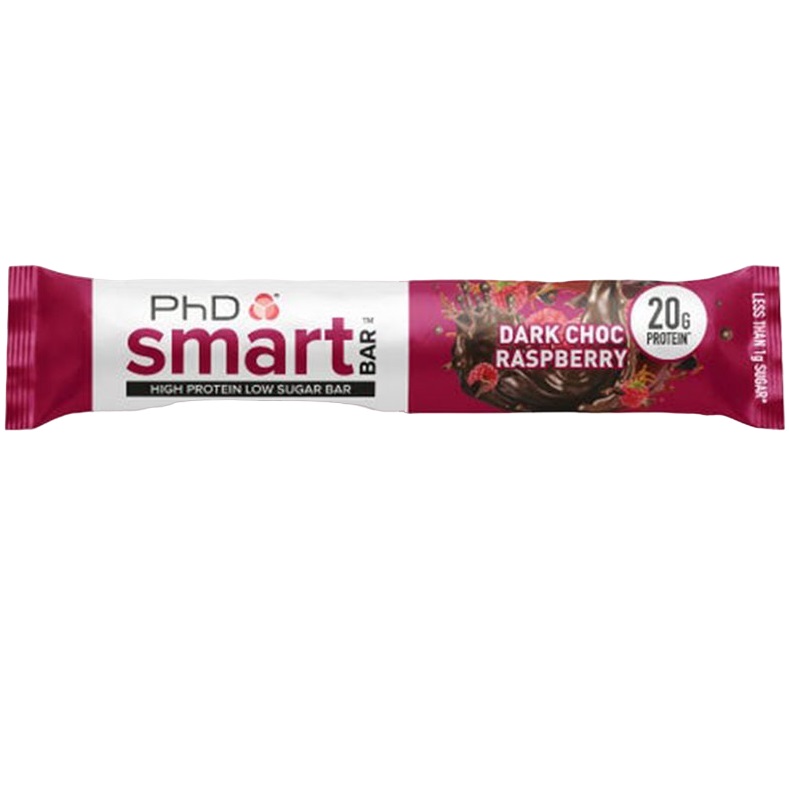 Baton proteic PhD Smart Bar Aroma de Ciocolata neagra si zmeura, 64g