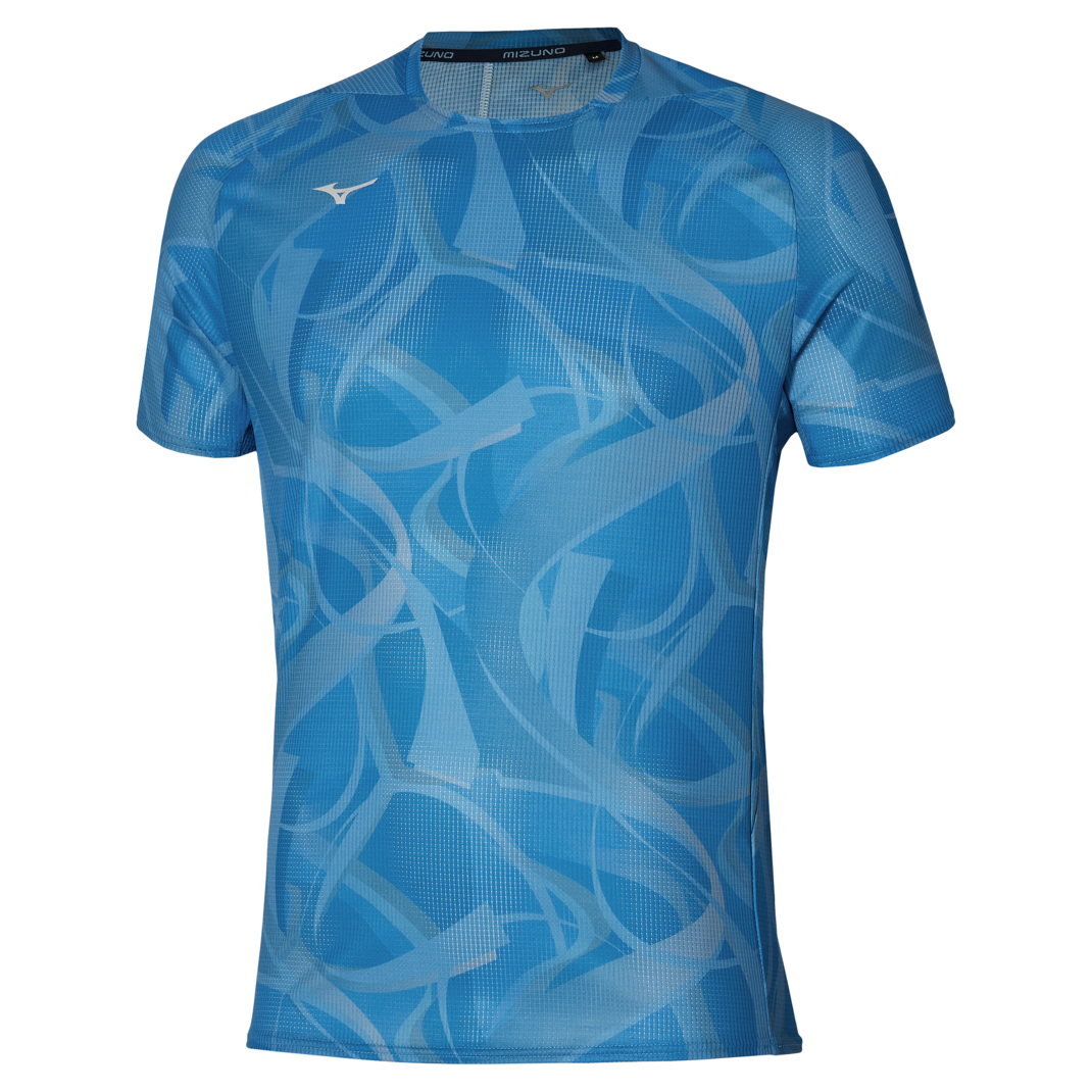 Tricou alergare barbati Mizuno Editie Limitata Paris DryAeroFlow-Albastru Deschis-S
