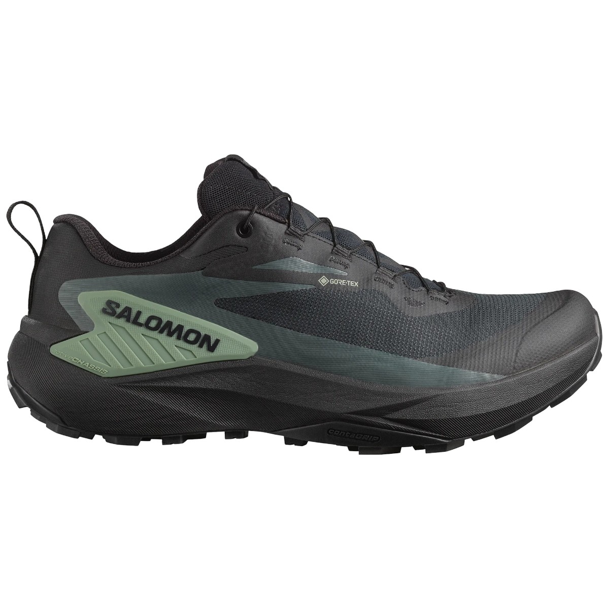 Pantofi alergare trail barbati Salomon Genesis GTX-Negru/Verde-41 1/3