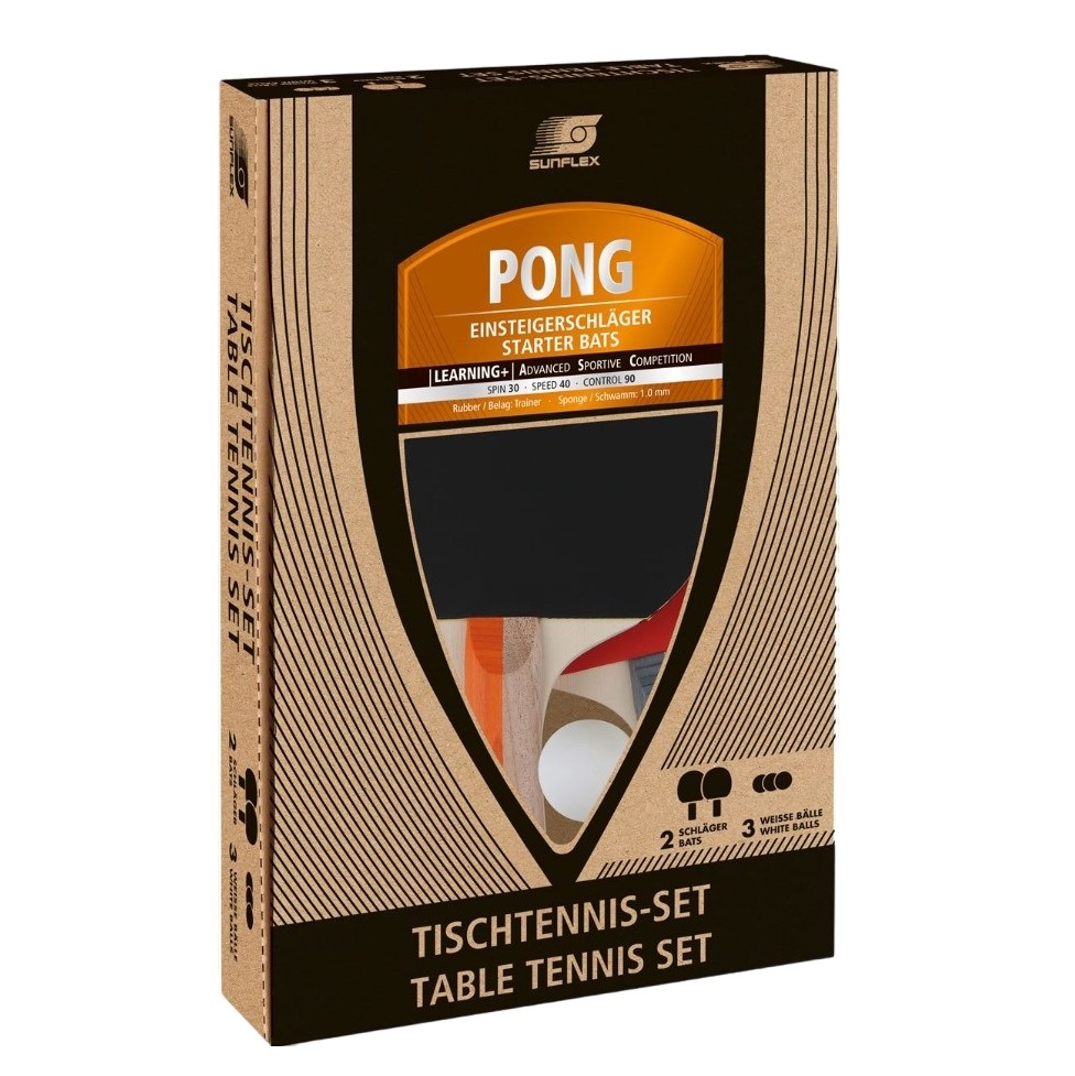 Set 2 palete tenis de masa + 3 mingi Sunflex Pong