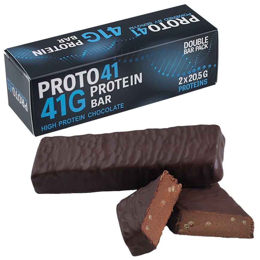 Baton proteic Proto41g Dual Pack Aroma de Ciocolata belgiana, 114g
