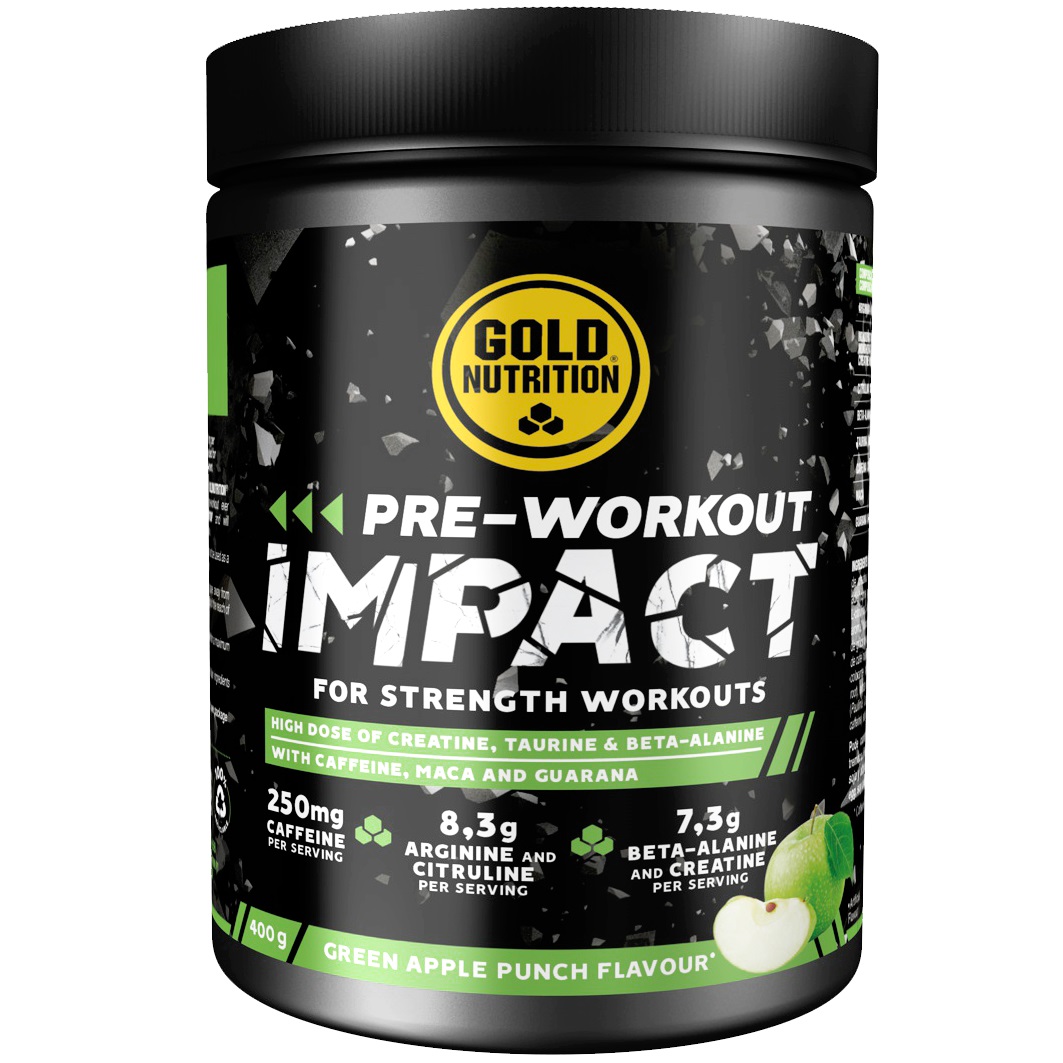 Supliment alimentar Gold Nutrition Pre-Workout Impact Aroma de mere, 400g