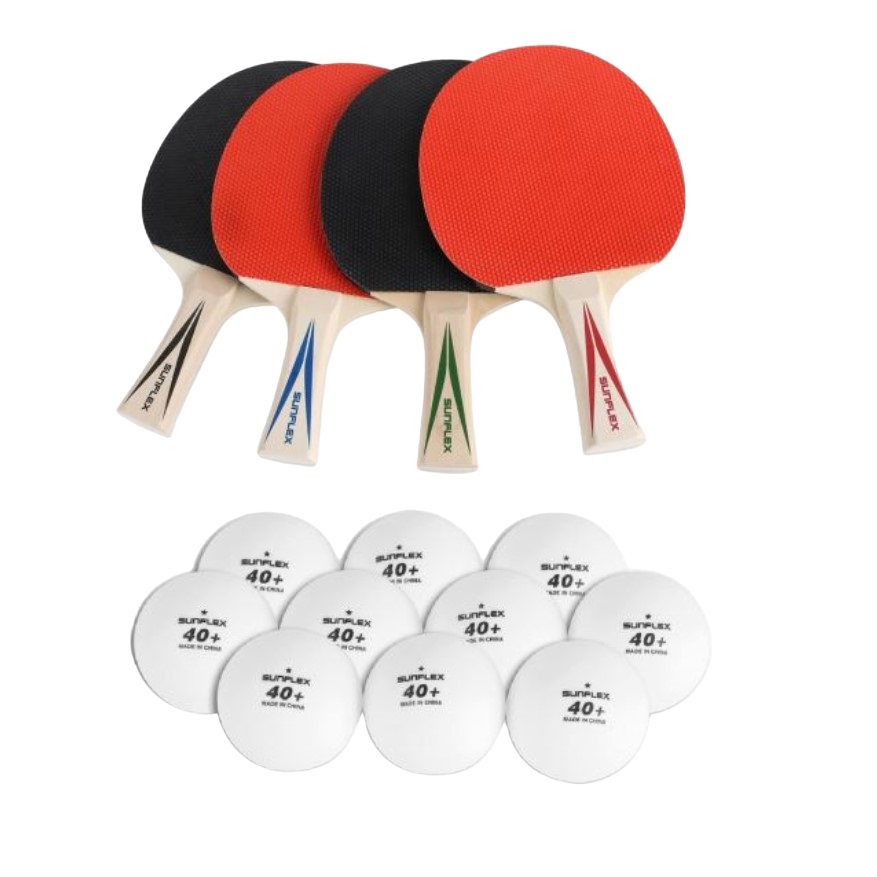 Set tenis de masa Sunflex RUNAROUND, 4 palete fara burete si 10 mingi