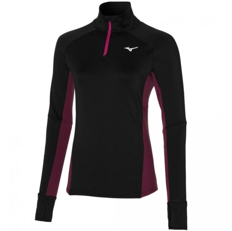 Bluza alergare dama Mizuno Warmalite Half Zip-Negru/Roz-XL