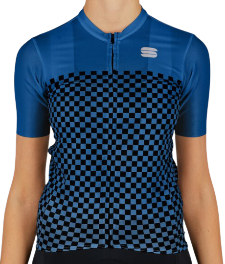 Tricou ciclism dama Sportful Checkmate SS 2021-Albastru/Negru-XS