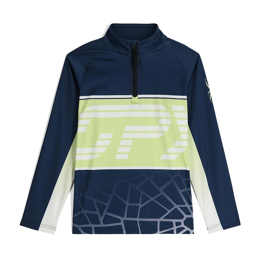 Bluza Schi Copii Spyder Web 1/2 Zip 2024-Bleumarin/Alb-XL