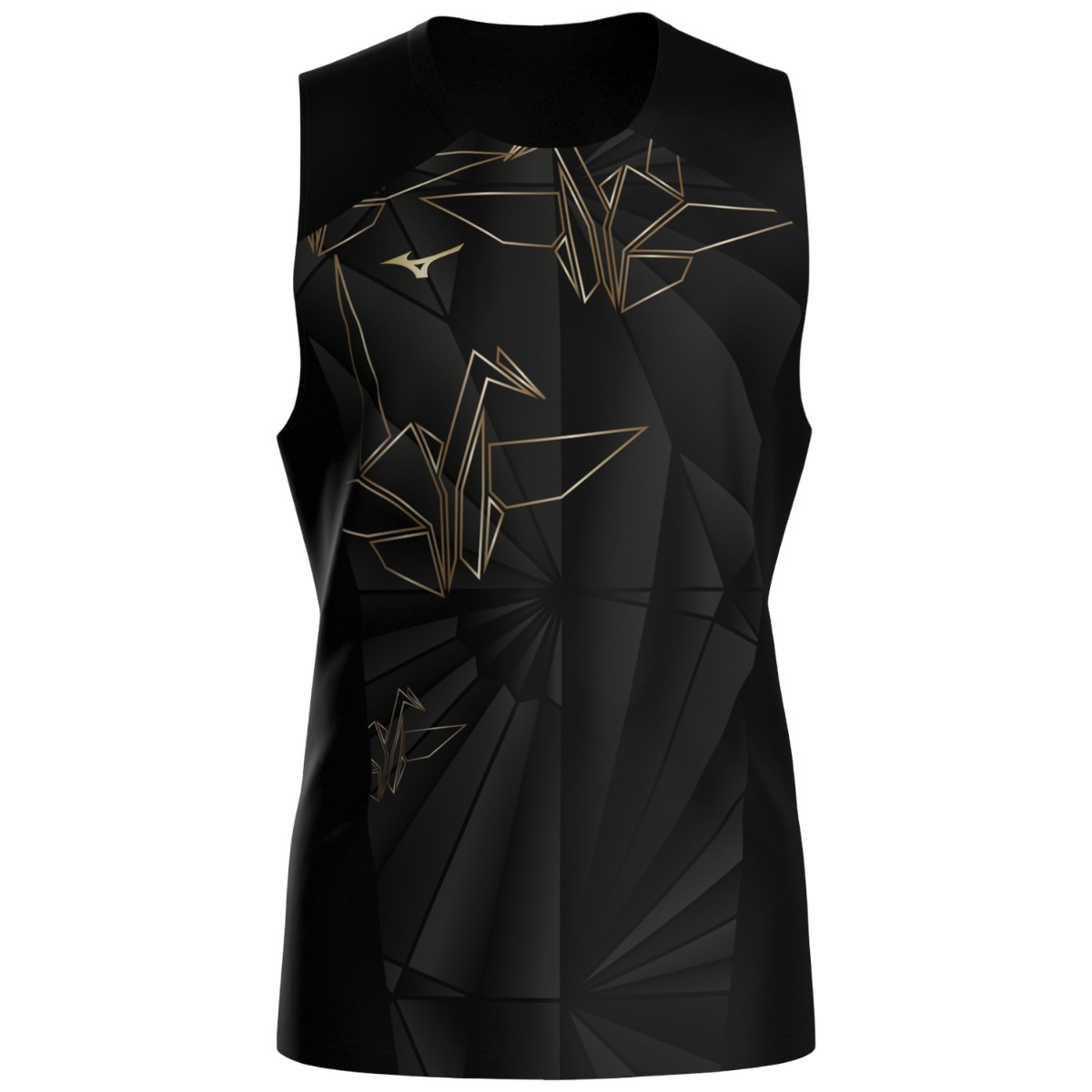 Maiou alergare barbati Mizuno Graphic Tank SS 2026-Negru/Auriu-M