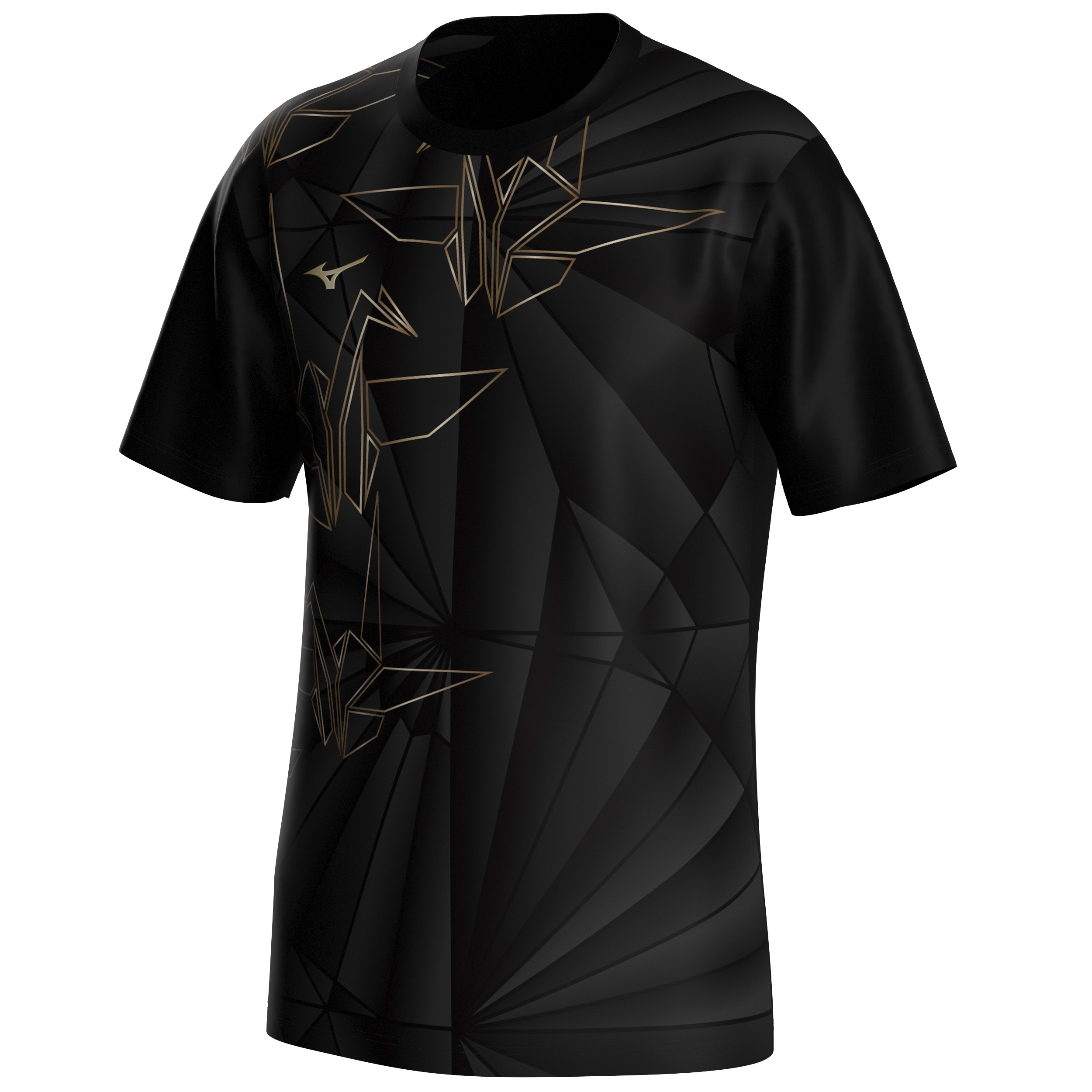 Tricou alergare barbati Mizuno Active DryAeroFlow Graphic - Editie Limitata Origami Pack-Negru-S