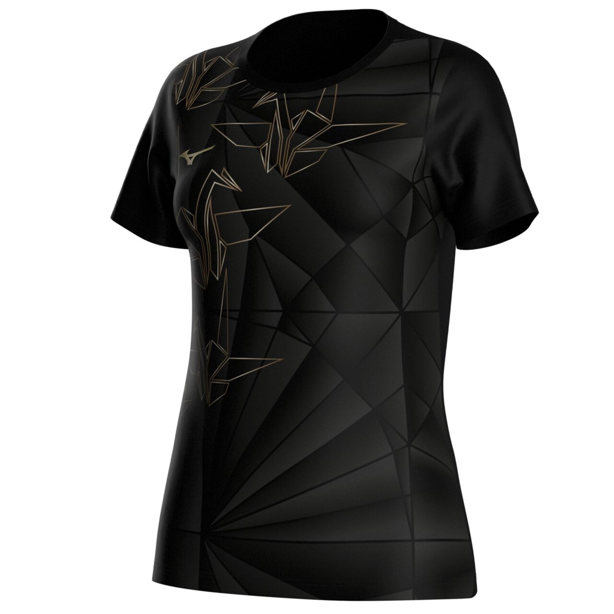 Tricou alergare dama Mizuno Active DryAeroFlow Graphic - Editie Limitata Origami Pack-Negru-XS