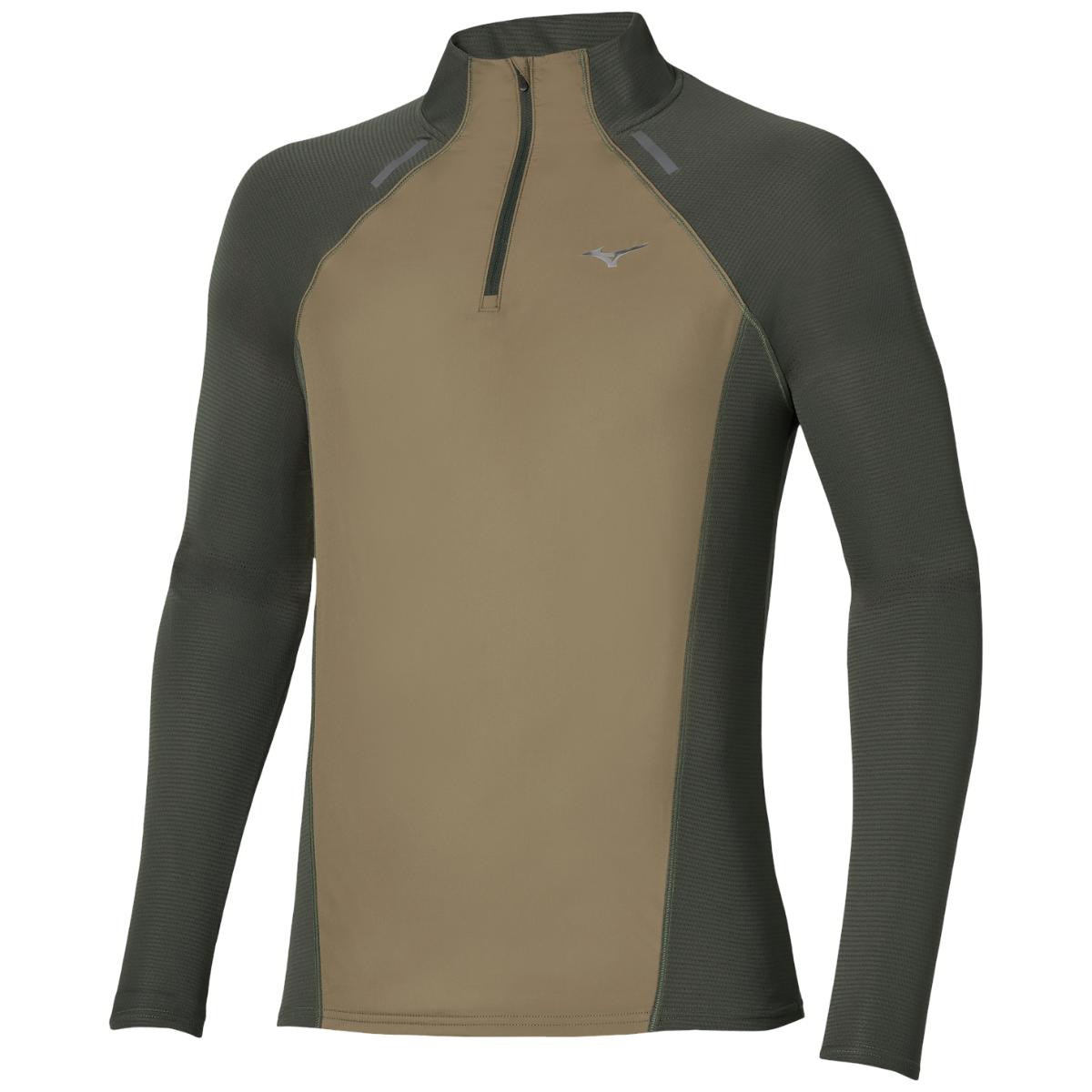 Bluza alergare barbati Mizuno Active DryAeroFlow Hybrid FW 2026-Kaki-S