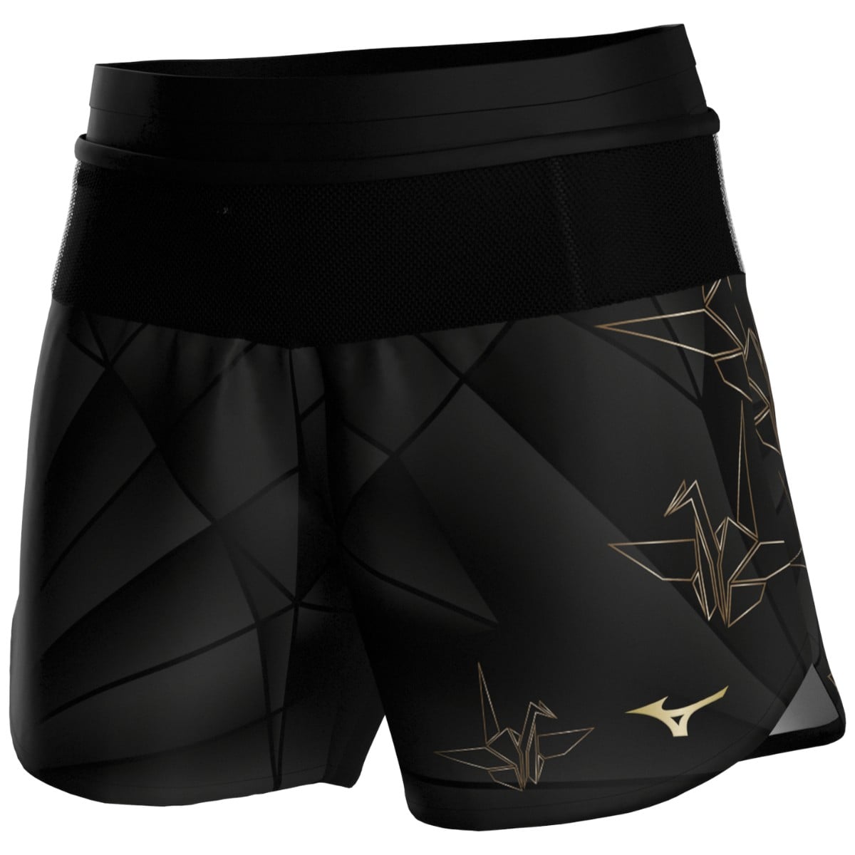 Sort alergare dama Mizuno Graphic Multi Pocket SS 2026-Negru/Auriu-XS
