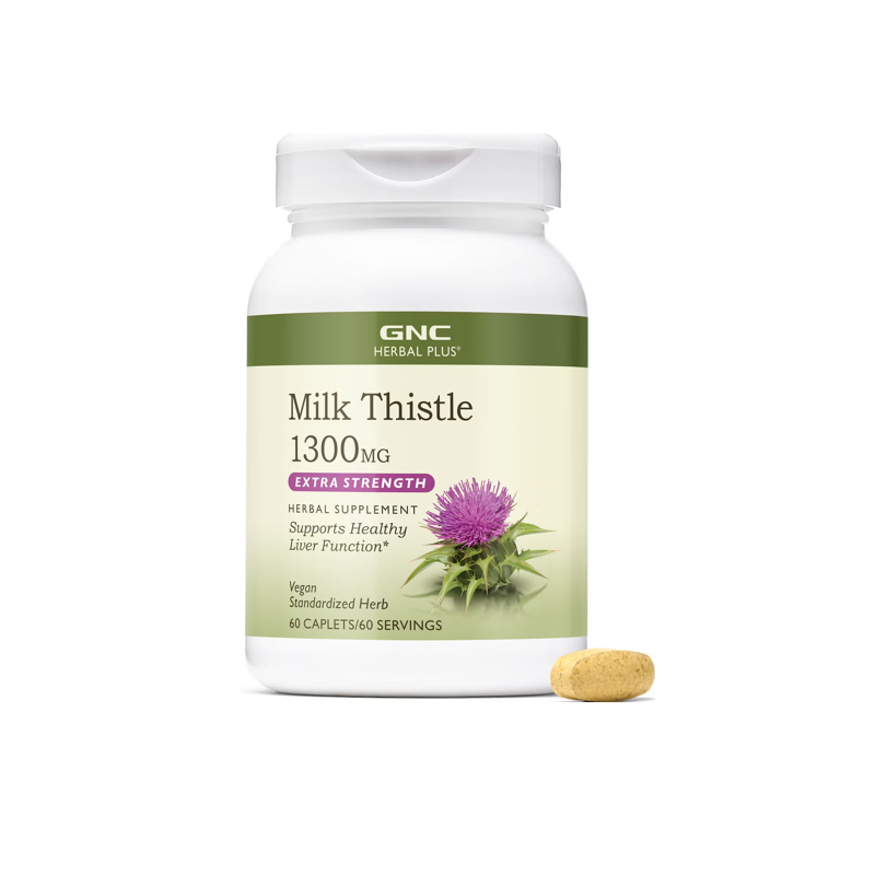 Extract standardizat de silimarina GNC Herbal Plus Milk Thistle 1300 Mg, 60 Tb
