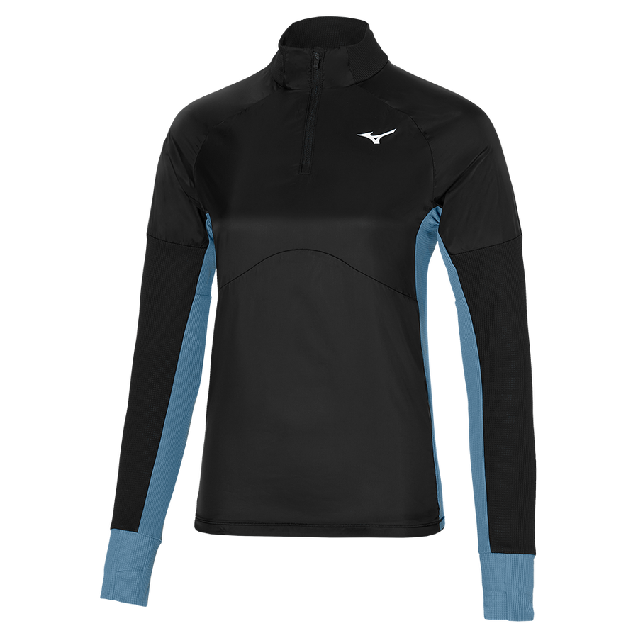 Bluza alergare dama Mizuno Hybrid-Negru/Albastru-XL
