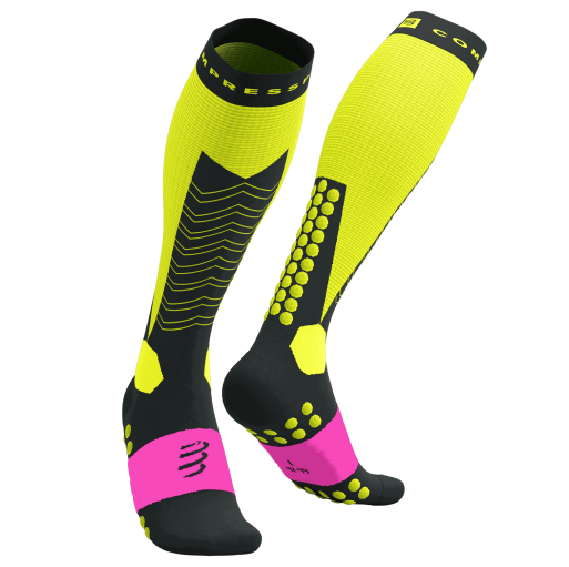 Sosete compresie schi Compressport Ski Mountaineering Full-Galben/Negru-T1