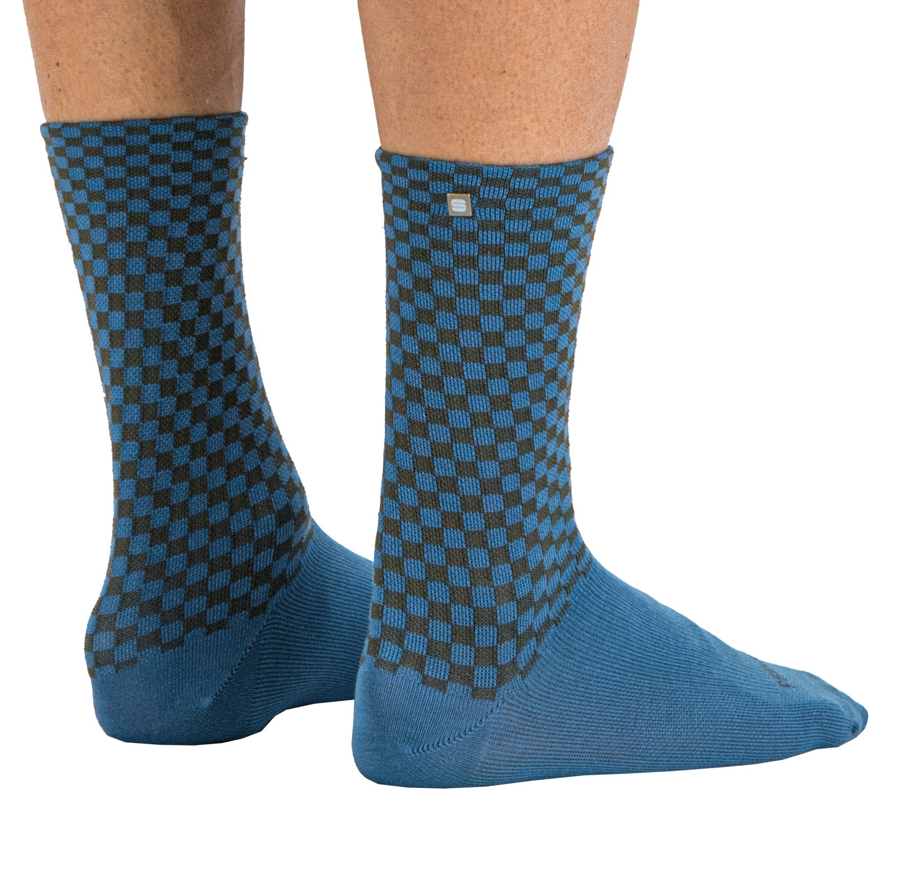 Sosete ciclism barbati Sportful Checkmate Winter-Albastru/Negru-S