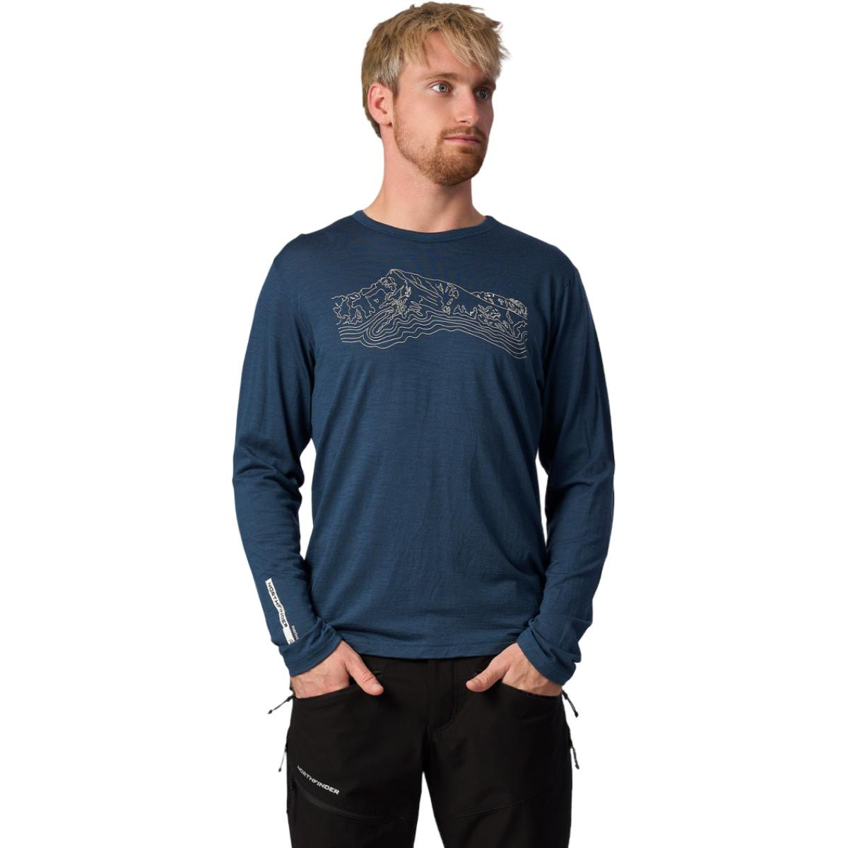 Tricou merino barbati Northfinder Arze-Albastru-S