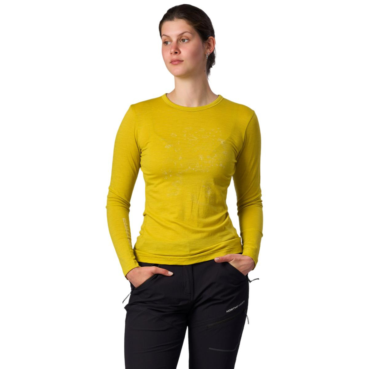 Tricou merino dama Northfinder Solana-Galben-XS