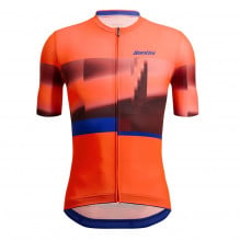 Tricou ciclism barbati Santini Mirage-Portocaliu-S