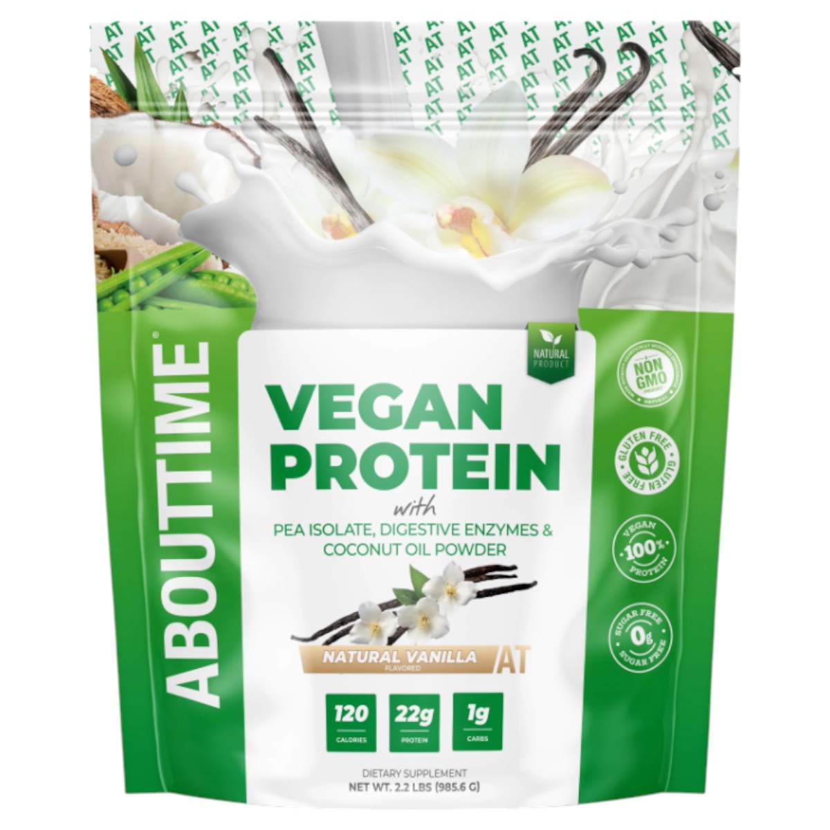 Proteina Vegana AboutTime cu Aroma Naturala de Vanilie, 985.6 g