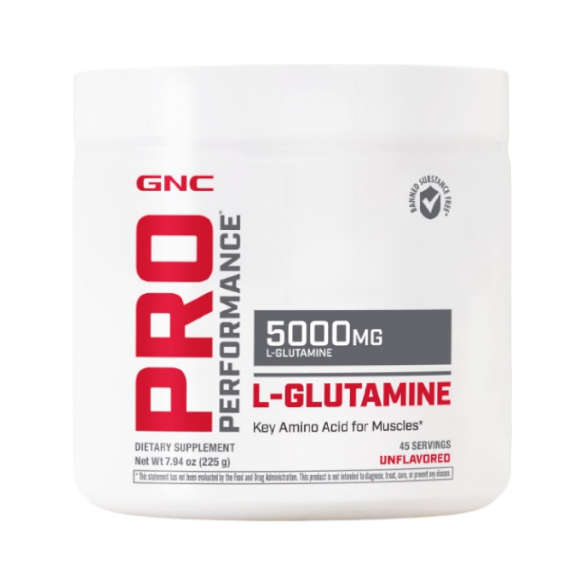 Supliment alimentar GNC Micronized L-Glutamine 5000 mg, L-Glutamina Micronizata Pudra fara Aroma, 225 g