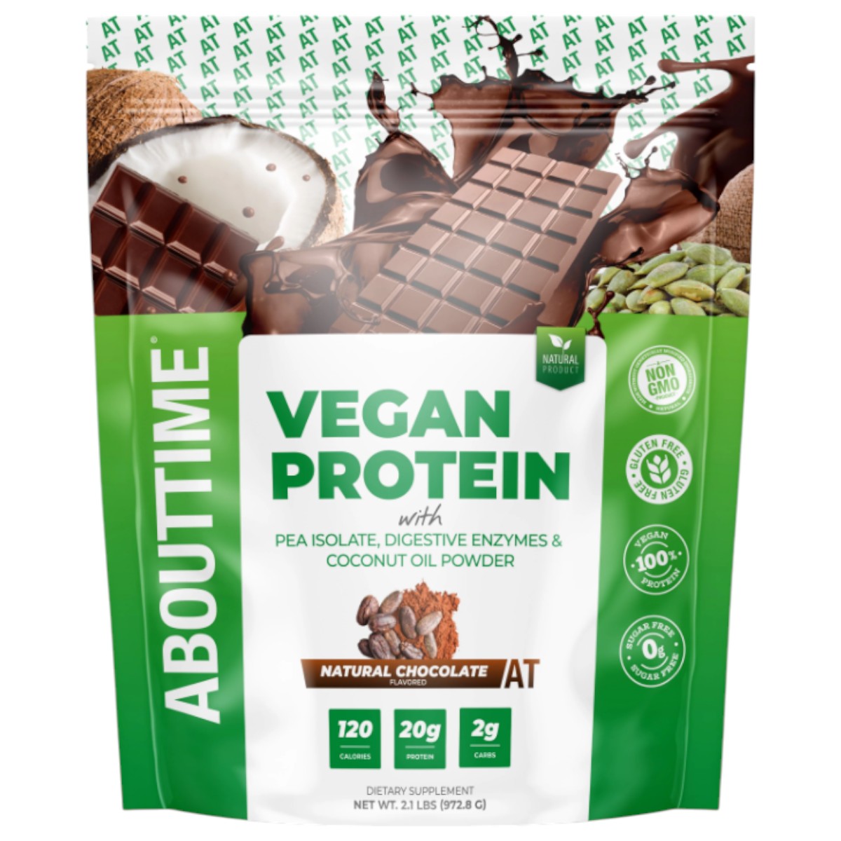 Proteina Vegana AboutTime cu Aroma Naturala de Ciocolata, 972.8 g