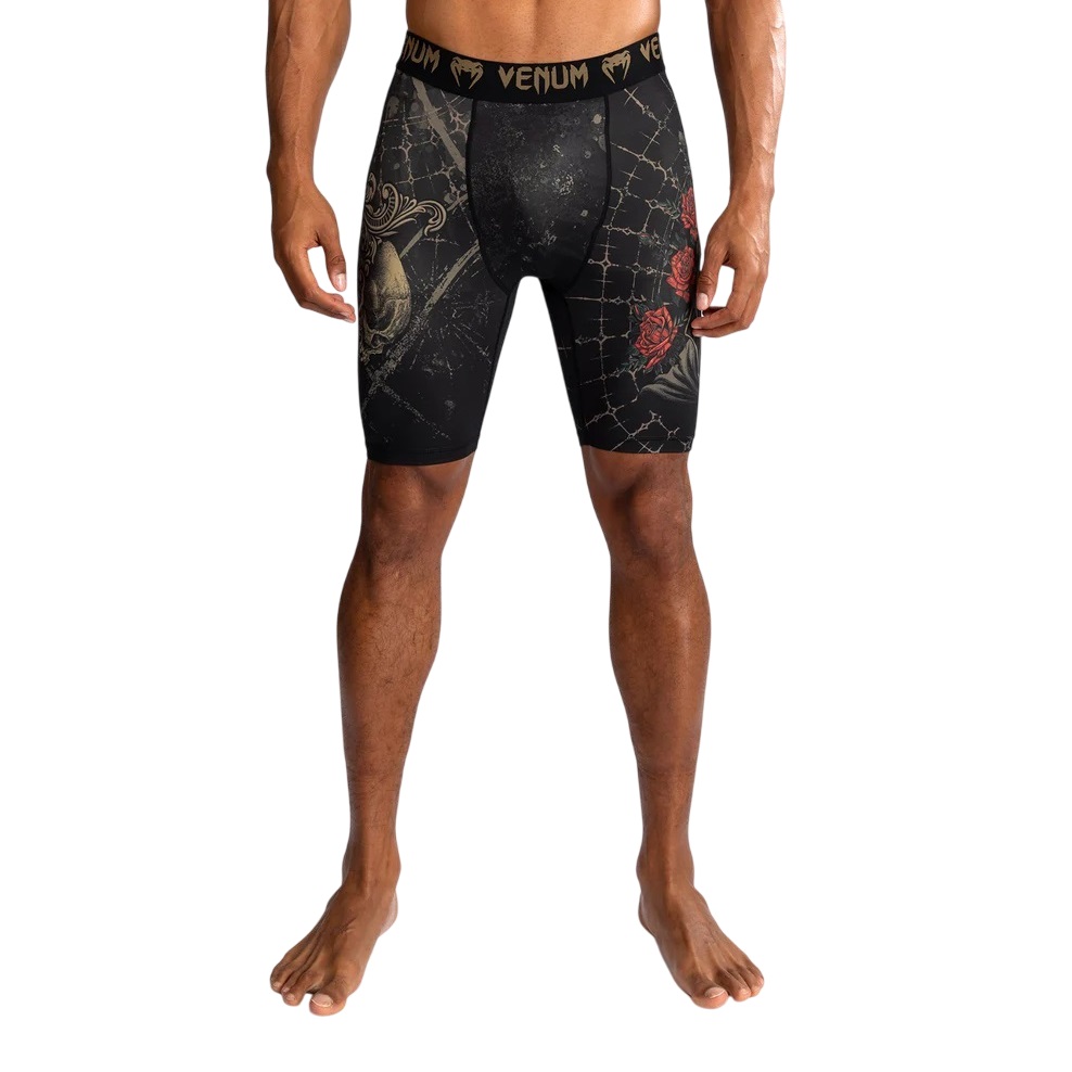 Colanti scurti compresie barbati Venum Santa Muerte 5.0 Vale Tudo-Negru/Auriu-L