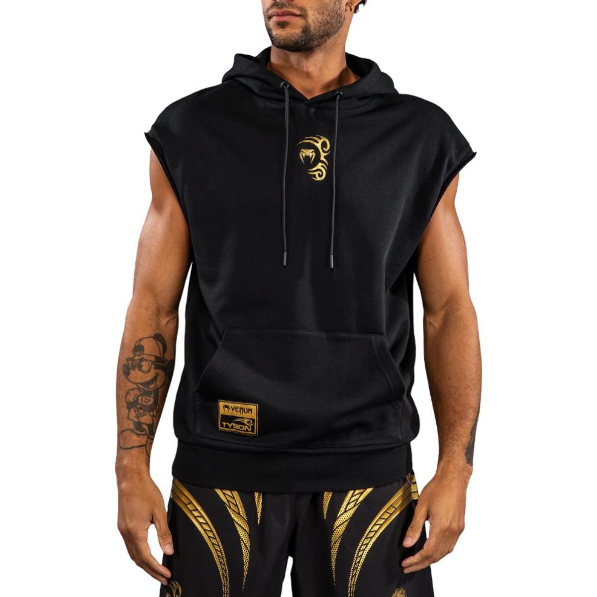 Hanorac fara maneci barbati Venum x Mike Tyson Tiger Hoodie-Negru/Auriu-S