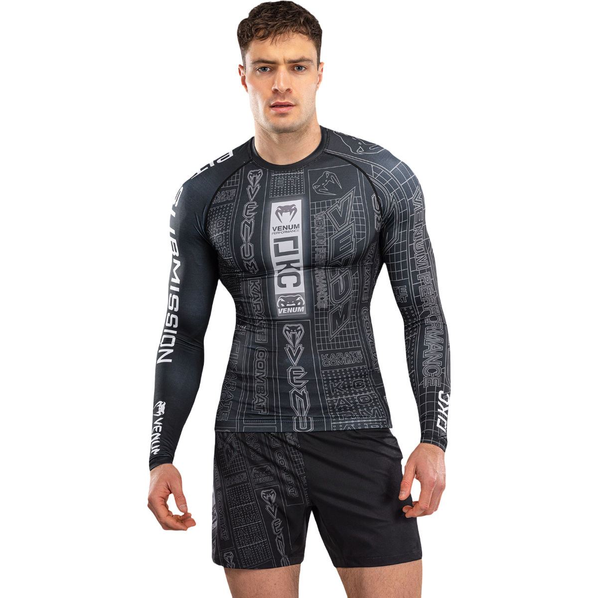 Bluza compresie barbati Venum Karate Combat-Negru/Gri-M