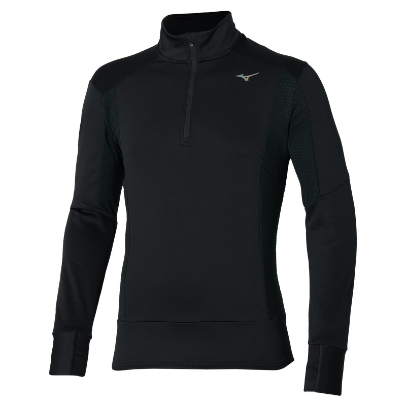 Bluza alergare barbati Mizuno Warmalite HZ FW 2024-Negru-XXL