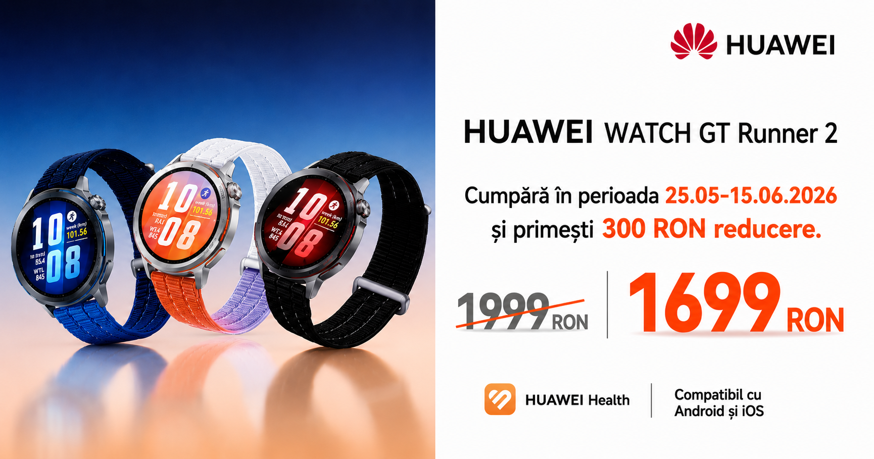 Ceas Huawei Watch GT Runner 2 Midnight Black